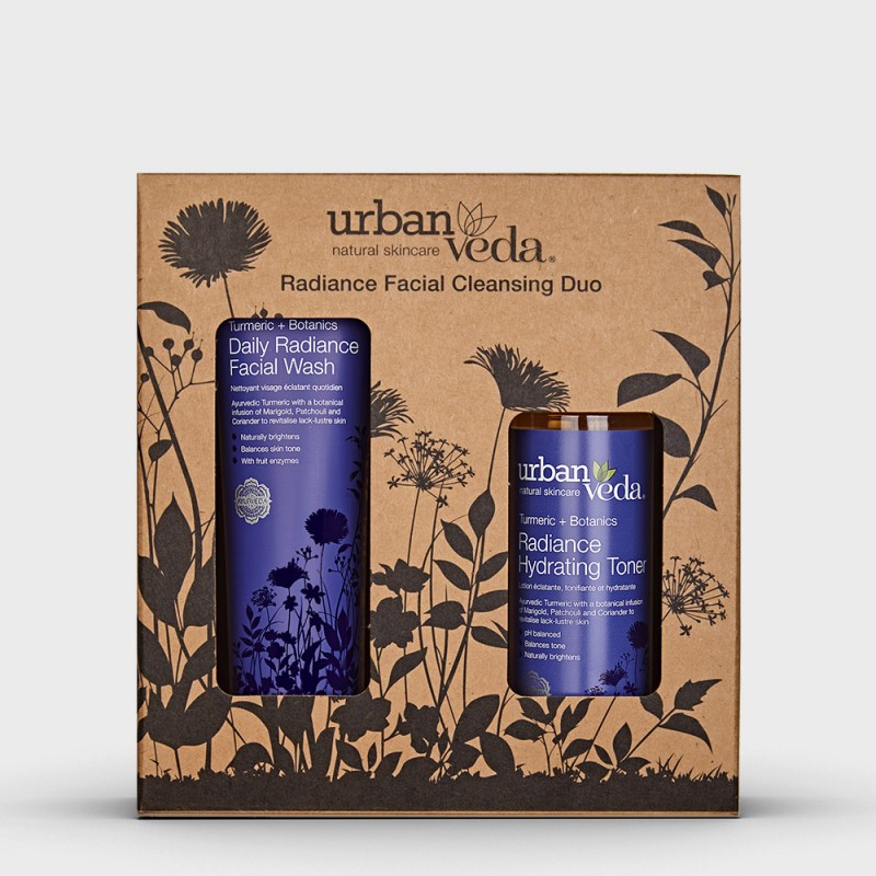 Spindesio suteikiantis veido priežiūros rinkinys sausai odai, Urban Veda, 300 ml Spindesio suteikiantis veido priežiūros rinkinys sausai odai, Urban Veda, 300 ml