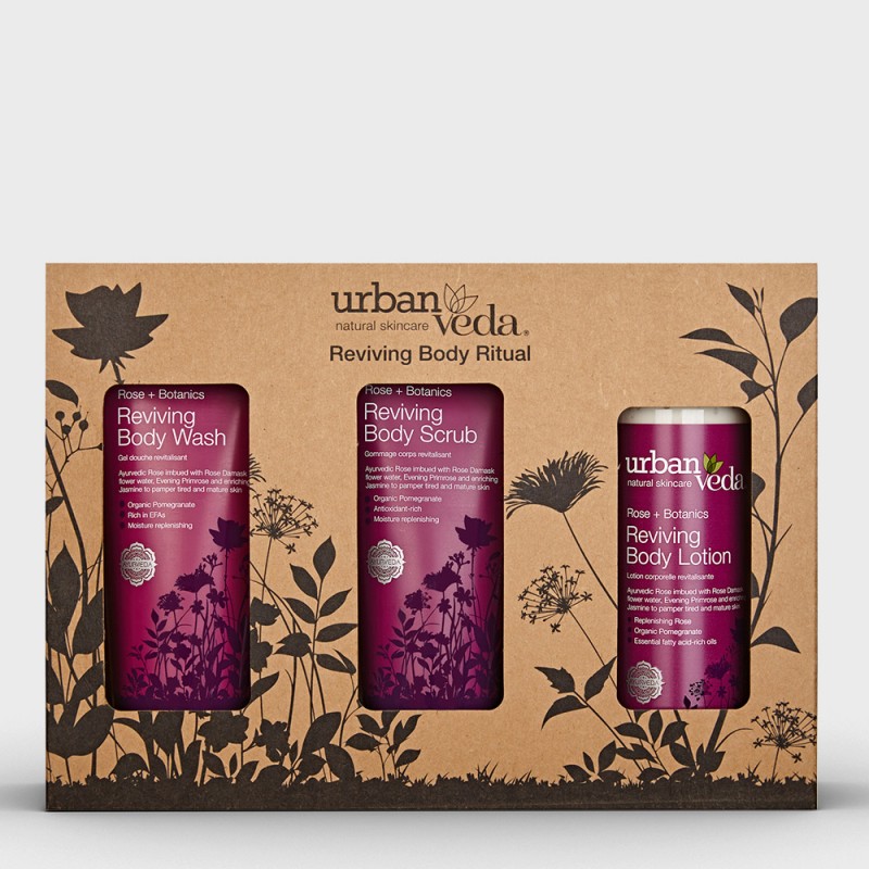 Atkuriantis kūno priežiūros rinkinys brandžiai odai, Urban Veda, 650 ml Atkuriantis kūno priežiūros rinkinys brandžiai odai, Urban Veda, 650 ml