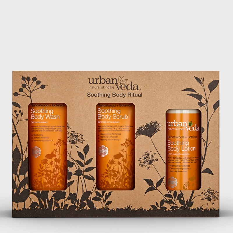 Raminantis kūno priežiūros rinkinys jautriai odai, Urban Veda, 650 ml