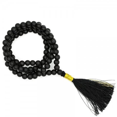 Mala Shungite AA kokybės 108 karoliukai + brokato maišelis
