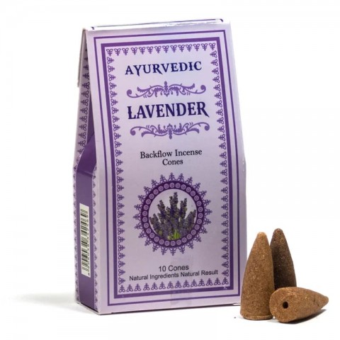 Ajurvediniai atbulinio smilkymo BackFlow kūgiai Lavender, Ayurvedic, 30g