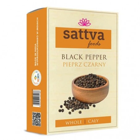 Juodieji pipirai grūdeliais, Sattva Foods, 100g