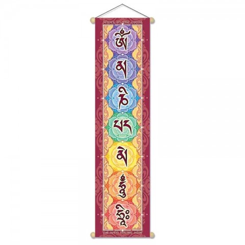 Малый флаг-баннер Мантра Ом Мани Падме Хум Хри, 60см