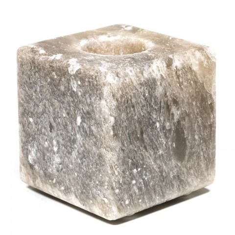 Druskos kristalų arbatinių žvakučių žvakidė Cube, pilka, 1350g