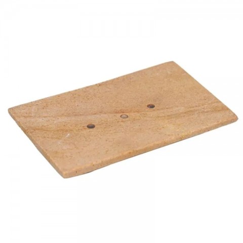 Rectangular beige sandstone soap dish