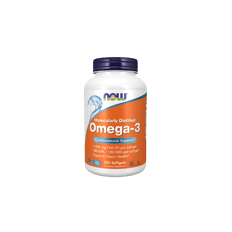 Maisto papildas Omega-3 žuvų taukai 1000 mg, NOW, 200 kapsulių
