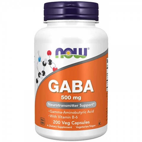 Gama-aminosviesto rūgštis GABA su vitaminu B6, NOW, 500 mg, 200 kapsulių