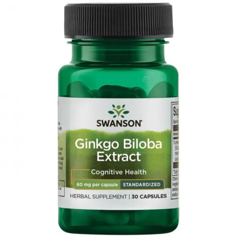 Экстракт гинкго билоба, Swanson, 60 мг, 30 капсул