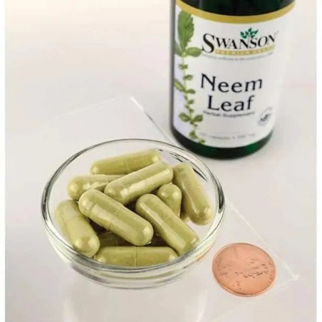 Indiškojo ninbamedžio lapai miltelių formoje Neem, Swanson, 500mg, 100 kapsulių